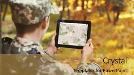  Presentation with map - PPT theme consisting of tablet for orientation at forest background and a yellow colored foreground