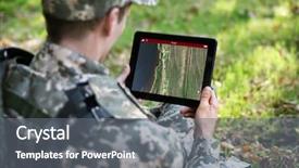  Presentation with company orientation - Cool new theme with tablet for orientation at forest backdrop and a gray colored foreground