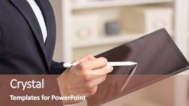  Presentation with business environment using laptops globe - Colorful theme enhanced with tablet in a homey environment backdrop and a  colored foreground