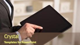  Presentation with business environment using laptops globe - PPT theme having tablet in a homey environment background and a tawny brown colored foreground