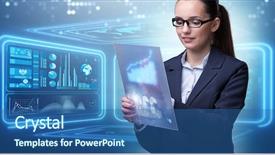  Presentation with data mining - Theme with tablet in data mining background and a ocean colored foreground