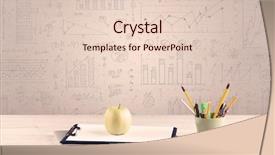  Presentation with business office desk - PPT theme featuring tablet in front of brown background and a lemonade colored foreground