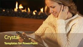  Presentation with fire - Colorful PPT theme enhanced with tablet in front of fire backdrop and a tawny brown colored foreground