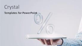  Presentation with tablet - PPT layouts with tablet-in-hand-with-symbols background and a light gray colored foreground