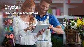  Presentation with tablets wood table tablet white - Theme enhanced with tablet in the flower shop background and a tawny brown colored foreground