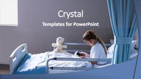  Presentation with digital hospital - PPT theme with tablet in ward at hospital background and a  colored foreground