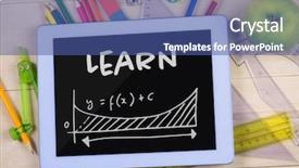  Presentation with school - PPT layouts having tablet on a school background and a ocean colored foreground