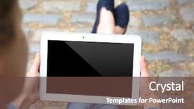  Presentation with paving - Cool new presentation with tablet on blurred paving stone backdrop and a  colored foreground