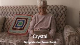  Presentation with using digital tablet - Audience pleasing slides consisting of tablet on sofa at nursing backdrop and a tawny brown colored foreground