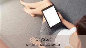  Presentation with rest - PPT layouts enhanced with tablet on sofa clipping path background and a coral colored foreground