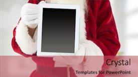  Presentation with christmas tree - Colorful theme enhanced with tablet pc against blurry christmas backdrop and a red colored foreground