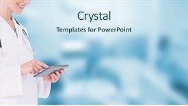  Presentation with veterinary dental - Theme with tablet pc against dental equipment background and a  colored foreground