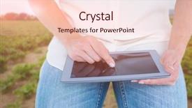  Presentation with tablet - PPT theme featuring tablet pc against green plantation background and a lemonade colored foreground