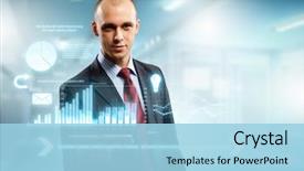  Presentation with high tech - Slide deck featuring tablet pc against high-tech background and a light blue colored foreground