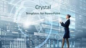  Presentation with high tech - Audience pleasing PPT theme consisting of tablet pc against high tech backdrop and a sky blue colored foreground