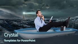  Presentation with stormy sea - Cool new PPT theme with stormy sea with lighthouse backdrop and a ocean colored foreground