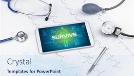  Presentation with coronavirus - PPT layouts consisting of tablet-pc-and-doctor-tools background and a sky blue colored foreground