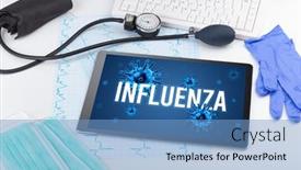  Presentation with influenza - Amazing presentation design having tablet-pc-and-doctor-tools backdrop and a light blue colored foreground
