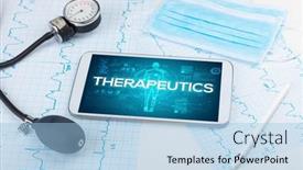  Presentation with tools and foundry - Slide set having tablet-pc-and-doctor-tools background and a light blue colored foreground