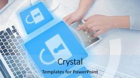  Presentation with defense technology - Amazing PPT layouts having tablet-pc and icons security backdrop and a light blue colored foreground