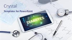  Presentation with medical prevention - PPT theme with tablet-pc-and-medical-stuff background and a sky blue colored foreground