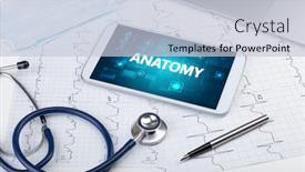  Presentation with medical prevention - Beautiful PPT theme featuring tablet-pc-and-medical-stuff backdrop and a lemonade colored foreground