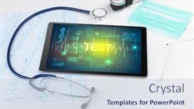  Presentation with medical prevention - Slide deck enhanced with tablet-pc-and-medical-stuff background and a sky blue colored foreground