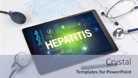  Presentation with hepatitis - PPT theme featuring tablet-pc-and-medical-stuff background and a light blue colored foreground