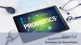  Presentation with probiotics - Audience pleasing presentation theme consisting of tablet-pc-and-medical-stuff backdrop and a light blue colored foreground