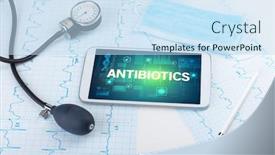  Presentation with medical prevention - Amazing presentation theme having tablet-pc-and-medical-stuff backdrop and a sky blue colored foreground