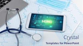  Presentation with h1n1 - PPT theme consisting of tablet-pc-and-medical-stuff background and a sky blue colored foreground