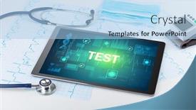  Presentation with medical prevention - Presentation theme having tablet-pc-and-medical-stuff background and a light blue colored foreground