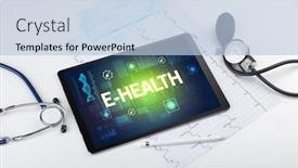  Presentation with medical prevention - Beautiful theme featuring tablet-pc-and-medical-stuff backdrop and a light blue colored foreground