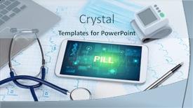  Presentation with medical prevention - Slide deck with tablet-pc-and-medical-stuff background and a sky blue colored foreground