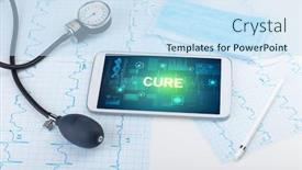  Presentation with medical prevention - PPT layouts having tablet-pc-and-medical-stuff background and a sky blue colored foreground