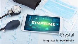 Presentation with symptoms - Beautiful slides featuring tablet-pc-and-medical-stuff backdrop and a light blue colored foreground