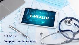  Presentation with medical prevention - Audience pleasing presentation design consisting of tablet-pc-and-medical-stuff backdrop and a sky blue colored foreground