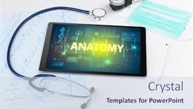  Presentation with medical prevention - Cool new presentation theme with tablet-pc-and-medical-stuff backdrop and a sky blue colored foreground