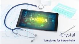  Presentation with medical prevention - Amazing slides having tablet-pc-and-medical-stuff backdrop and a sky blue colored foreground