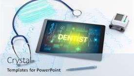  Presentation with medical prevention - Presentation theme enhanced with tablet-pc-and-medical-stuff background and a light blue colored foreground