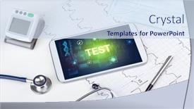  Presentation with medical prevention - Beautiful PPT theme featuring tablet-pc-and-medical-stuff backdrop and a sky blue colored foreground