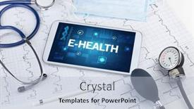  Presentation with medical - Presentation design consisting of tablet-pc-and-medical-stuff background and a light blue colored foreground