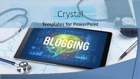  Presentation with tool belt tools - Presentation design consisting of tablet-pc-and-medical-tools background and a light blue colored foreground