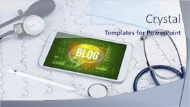 Presentation with social distancing - Theme enhanced with tablet-pc-and-medical-tools background and a sky blue colored foreground