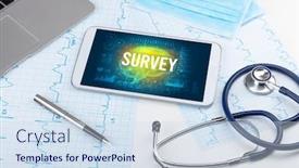 Presentation with survey - Cool new slides with tablet-pc-and-medical-tools backdrop and a sky blue colored foreground