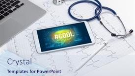  Presentation with social distancing - Colorful slide set enhanced with tablet-pc-and-medical-tools backdrop and a sky blue colored foreground