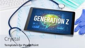  Presentation with social distancing - Presentation design consisting of tablet-pc-and-medical-tools background and a light blue colored foreground