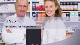  Presentation with pharmacy tablet - PPT layouts having tablet pc at hospital pharmacy background and a lemonade colored foreground