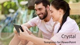  Presentation with lifestyle - Audience pleasing slide deck consisting of tablet pc computer and bicycles backdrop and a  colored foreground