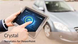  Presentation with car business - Audience pleasing slide deck consisting of tablet pc computer and car backdrop and a lemonade colored foreground